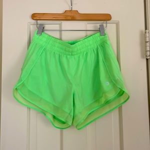 Lime Green Athleta Mesh Racer Run Shorts 4”